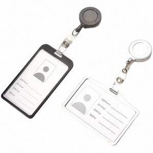 Black Sier Retrátil Pull Badge Reel Metal Plastic Card Clip Estudante Enfermeira Exhibiti Busin Card Badge Holder Case 029T #