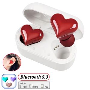 Headphones Heart Shape Wireless Earphones TWS Earbuds Bluetoothcompatible Headset Women Fashion Gaming Student Headphones Girl Gift