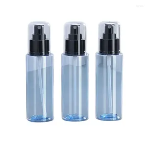 Vorratsflaschen 25 Stück 100 ml 3 Unzen Kunststoff-Haarnebelspray Leer Klar Blau PET Kosmetikverpackung Glänzend Gold Schwarz Pumpe Nachfüllbare Flasche