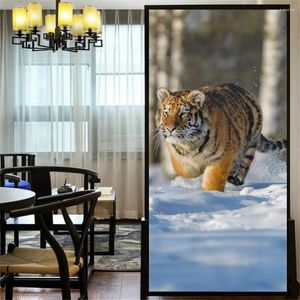 Window Stickers No Glue Static Cling Privacy Windows Film Tiger Decorative Cheetah Stained Glass Tint