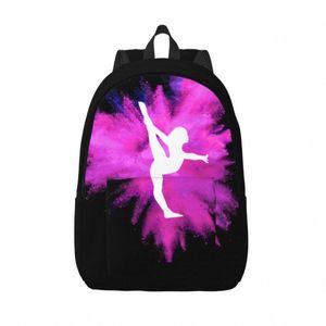 Gymnast Silhouette ryggsäck rosa balettkonst Trekking ryggsäckar kvinnliga kawaii skolväskor Designer Lätt ryggsäck Xmas gåva K05W#