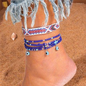 Fußkettchen Aihua Böhmische Perlen Blaues Auge Für Frauen Sommer Strand Handgemachte Gestrickte Knöchel Shell Armband Fuß Bein Schmuck Geschenke