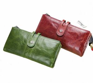 verde vermelho saco de embreagem fi couro genuíno mulheres carteira feminina carteiras LG com titular do cartão Zipper Coin Purse para iPhe 8 O7Qa #