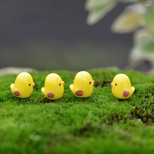 Trädgårdsdekorationer 30 datorer mikro landskap små gula kyckling djur dekoration miniatyr kycklingar prydnadsharts figur
