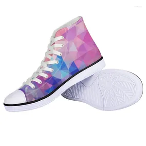 Casual Shoes Geometric Pattern Women Sneakers Flats 3D Printing Ladies Comfortable High Vulcanize Zapatos Hombre Walking