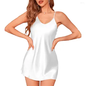 Abbigliamento per la casa Pigiami sexy Camicia da notte con reggicalze in seta da donna Abiti da notte in raso con servizio allacciatura sottile primaverile ed estivo