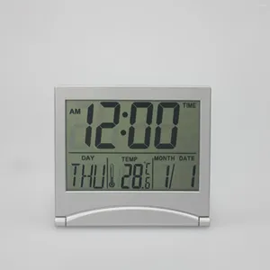 Table Clocks Foldable Clock Folding LCD Digital Alarm Electronic Calendar Mini Portable Desk Home Decor Accessories