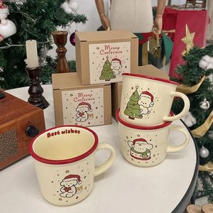 Mugs Kawaii Dog Christmas Mug Gift Coffee Water Cup Cute Ceramic Handmad Milk Tea Juice Mocha Lovers Breakfast 300ml