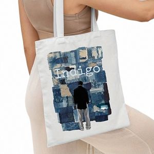 rm Indigo Album Handbag Kpop CanvasTote Bag High Quality Reusable Shop Cloth Bag Big Supermarket Shpper Woman's Shoulder Bag b0GZ#