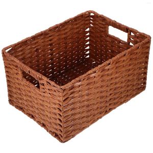 Butelki do przechowywania imitacja Rattan Basket tkany pojemnik na pulpit duży pojemność