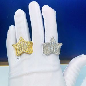 Hip Hop Moda Rapper Joias Sterling Sier Banhado A Ouro Para Homem Vvs Iced Out Homens Moissanite Anel