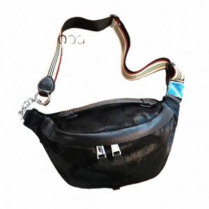 Kvinnlig FI högkvalitativ hästpäls midjeväska Kvinnor Designer Luxury Artificial Leather Hair Cellphe Black Fanny Pack Bag R0ry#