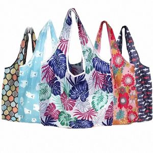 1pcs Envirmental Shopper Storage Bag Handbag Fr Foldable Shop Bags Reusable Folding Grocery Nyl Eco Tote Bag f4WQ#