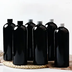 Lagringsflaskor 8 st 1000 ml storkapacitet Vit svart klart husdjur plastflaskan läcksäker skruvkapp 1l eterisk oljevätska