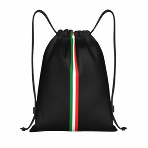 minimalist Italy Flag Drawstring Backpack Sports Gym Bag for Men Women Italian Pride Training Sackpack g1BE#