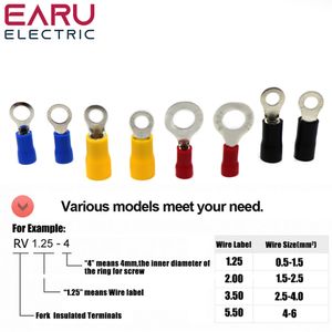 100pcs RV 3.5-4 RV3.5-6 RV3.5-8 Halka Yalıtımlı Tel Konektörü Takım 2.5-4mm² Elektrik Kıç Terminal Kablo Kablo Bağlantı