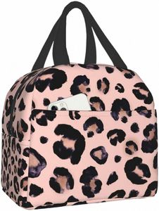 lunch Bag for Women Leopard Print Cheetah Pink Insulated Lunch Box Cooler Tote for Adult Kids Work Office School Picnic Reusable N2oF#
