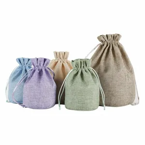 2pcs Jute Natural Burlap Bag Jute Gift Bags Multi Size Jewelry Travel Storage Pouch Mini Candy Jute Packing Bags for Gift Bag 12v8#