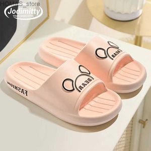 Ev Ayakkabıları Moda Yaz Kadınlar Erkek Terlik Kapalı Banyo Kalın Platform Slip Olmayan Ev Karikatür Ayı Flip Flops Plaj Sandalet Bayanlar Ayakkabı Y240401