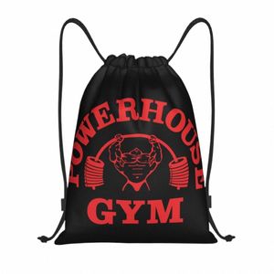 Red Powerhouse Gym Drawstring Ryggsäck Kvinnor Män Sport Gym Sackpack Portable Fitn Building Muscle Shop Bag Sack F4ia#