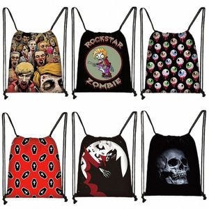 Horror zumbi vampiro morcego impressão cordão saco halen mochilas femininas sacos de armazenamento casual para viagem sapato titular presente b0A0 #