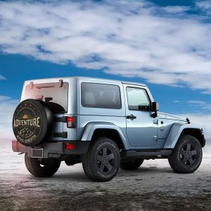Camper de aventura engraçado Tampa de pneu de roda sobressalente para jipe RV SUV SUV Acessórios para veículos à prova de poeira 14 15 16 17 polegadas