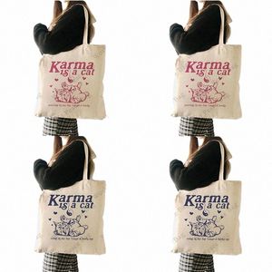 1pc K è un album di gatti con citazione positiva modello Tote Bag Borsa a tracolla in tela per viaggi Pendolarismo quotidiano Negozio riutilizzabile da donna z3TI #