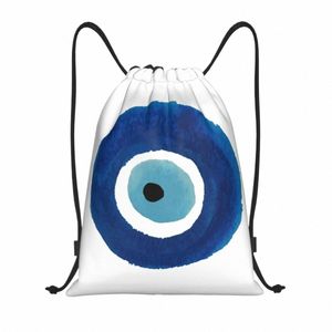 evil Eye Nazar Painting Drawstring Backpack Bags Men Women Lightweight Hamsa Lucky Charm Gym Sports Sackpack Sacks for Shop h60c#
