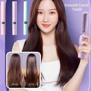 45 W 50 Hz Antiscald Cordless Hair StraightEner Brush Miniを実行するためのUSB充電式70分間の女性用バッテリー寿命240315