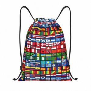 personalizado mais de 90 bandeiras dos países do mundo cordão saco das mulheres dos homens leve esportes ginásio mochila de armazenamento j8Q8 #