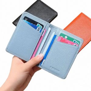 Multi-kortplats Solid Color Portable Leather Card Case Universal Bank Credit Card ID Buskort Holder Travel Organiser Plånböcker 63to#