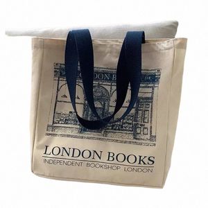 Bolsa de ombro de lona Ld Books Print Mulheres Casual Bolsa Tote Bag Reutilizável Grande Capacidade Cott Ladies Shop Beach Bag M1tk #
