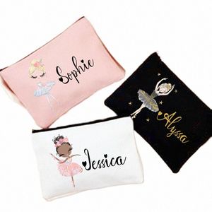 Persalised anpassad namn Makeup Bag Dance Girl Pencil Case Gift for Girls Statiery Supplies Storage Påsar Travel Toalettete Pouch E1GP#