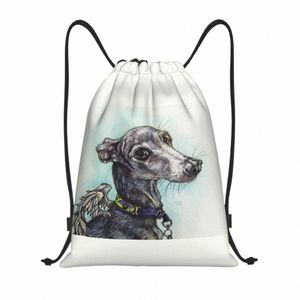 Greyhound Dog Shadow Torb Woman Kobiety Mężczyźni Składana siłownia sport Sackpack Sighthound Whippet Shop Suppace plecaki Y2YF#