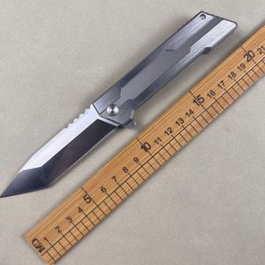 1Pcs New A6702 High Quality Flipper Folding Knife D2 Satin Tanto Blade CNC Stainless Steel Handle Ball Bearing Fast Open EDC Pocket Knives Outdoor Tool