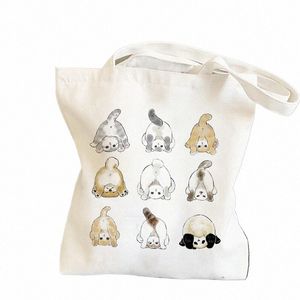 Bolsas de ombro para meninas Fi Shopper Bag Kawaii Cats Cute Animal Bags Shop Bag Bolsas de lona Tote Bag Bolsas Casual Girl a6fe #