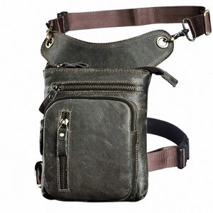 Prawdziwy design skóry krowy mężczyźni Crossbody Torba Fi szary organizer Fanny pasek paska pasa zrzutu nogi worka tabletka 211-11 m5wv#