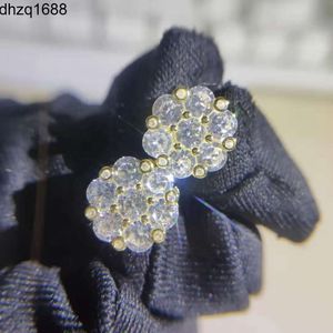 Partihandel topp hiphop bling män kvinnor smycken guld silver vvs lab diamant blomma moissanite hip hop fina smycken örhängen