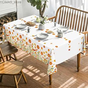 Bordduk Spring Floral Butterfly Linen Table Tyg Holiday Party Decoration Washable Coffee Dracloth For Kitchen Wedding Home Decor Y240401