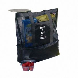 high Capacity Women Mesh Transparent Bag Double-layer Heat Preservati Large Picnic Beach Bags 07FG#