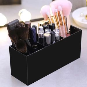 Make-up-Pinsel-Organizer mit 3 Gittern, Kunststoff-Tisch, Kosmetik-Stiftbehälter, Augenbrauen-Pinselhalter, Lippenstift-/Nagellack-Aufbewahrungsbox