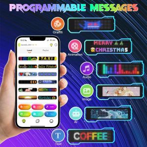 Reklam LED -bilskylt Digitala meddelanden rullande textskärm USB 5V App Programmerbar flexibel LED -displaykort för butik, bar