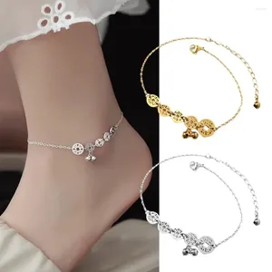 Anklets mode lycklig kopparklocka vintage charm guld/silver färg metall för kvinnor strand resor smycken gåvor w8m3