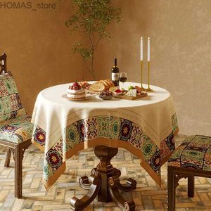 Masa bezi retro desenli masa örtüsü kahve yemek masası dekorasyon düğün partisi dikdörtgen masa bez nordic ev dekor nappe de tablo y240401