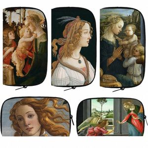 Pintor Botticelli Pintura a óleo Carteira O Nascimento de Vênus Retrato Mulheres Retro Art Fi Mey Bolsa Titular do Cartão de Crédito s6Nu #