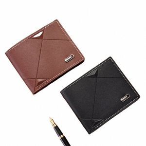 New Men'S PU Carteira Curto Multi-Cartão Titular Coin Purse Fi Casual Carteira Masculino Juventude Três vezes Soft Waterproof Coin Purse R3fD #