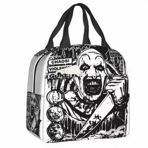 2023 New Custom Terrifier Movie Clown Lunch Bag Uomo Donna Cooler Contenitori per il pranzo isolati termicamente per la scuola dei bambini P5ii #