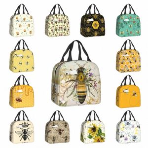 hey Bee Vintage Portrait Style Insulated Lunch Bag for Women Resuable Thermal Cooler Lunch Box Office Picnic Travel U9Lj#