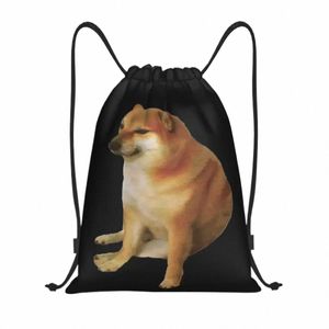 Cheems pies śmieszny shiba inu mem meme torba sznurka mężczyzn Kobiety Składany siłownia sportowy workpack trening plecak n0tl#
