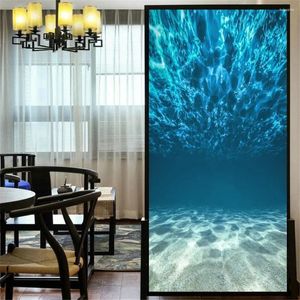 Window Stickers Privacy Windows Film Decorative Sea Ocean Stained Glass Inget lim Static Cling Frosted Film32